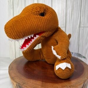 Naturally Kids‎ T-Rex Dinosaur Plush Burnt Orange Corduroy Stuffed Animal Toy 9"